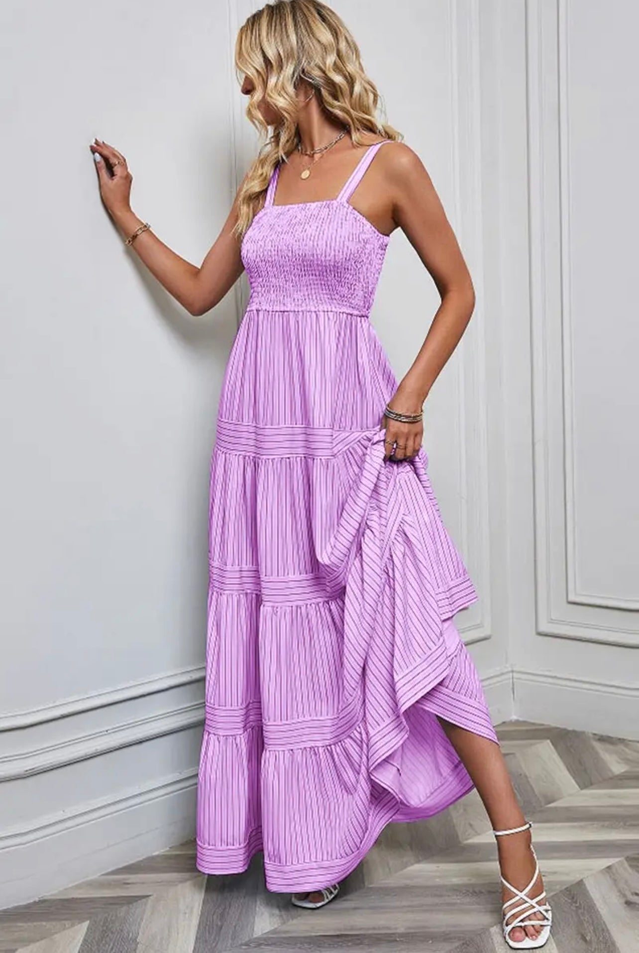 Sleeveless Striped Maxi Dress