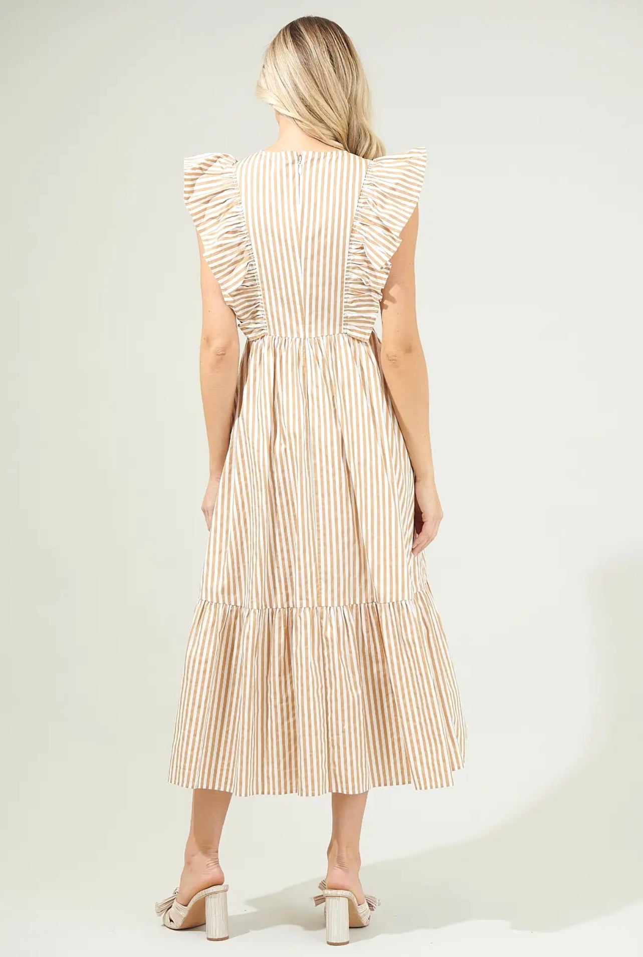 Luna Striped Taupe Dress