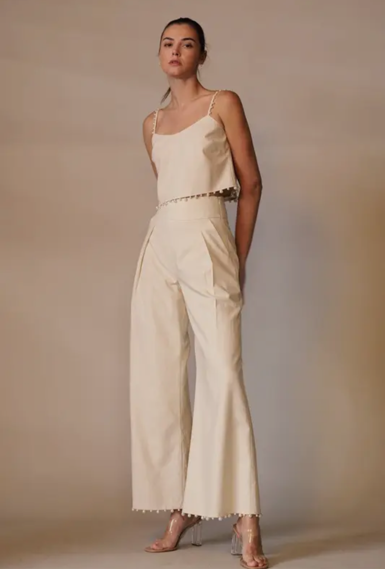 Pearl Trimmed Wide Pants