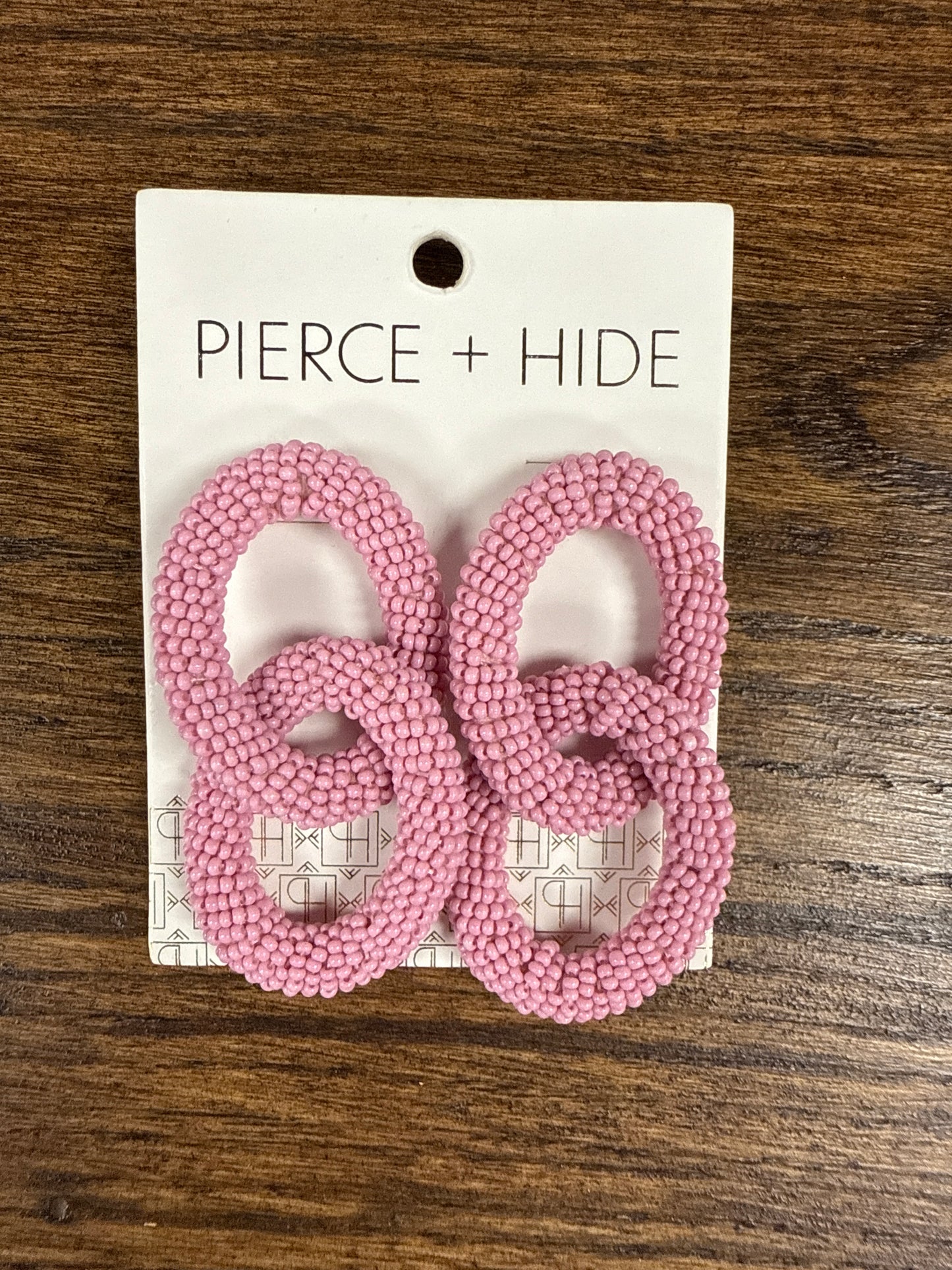Custom Beaded Link Earrings - Pink