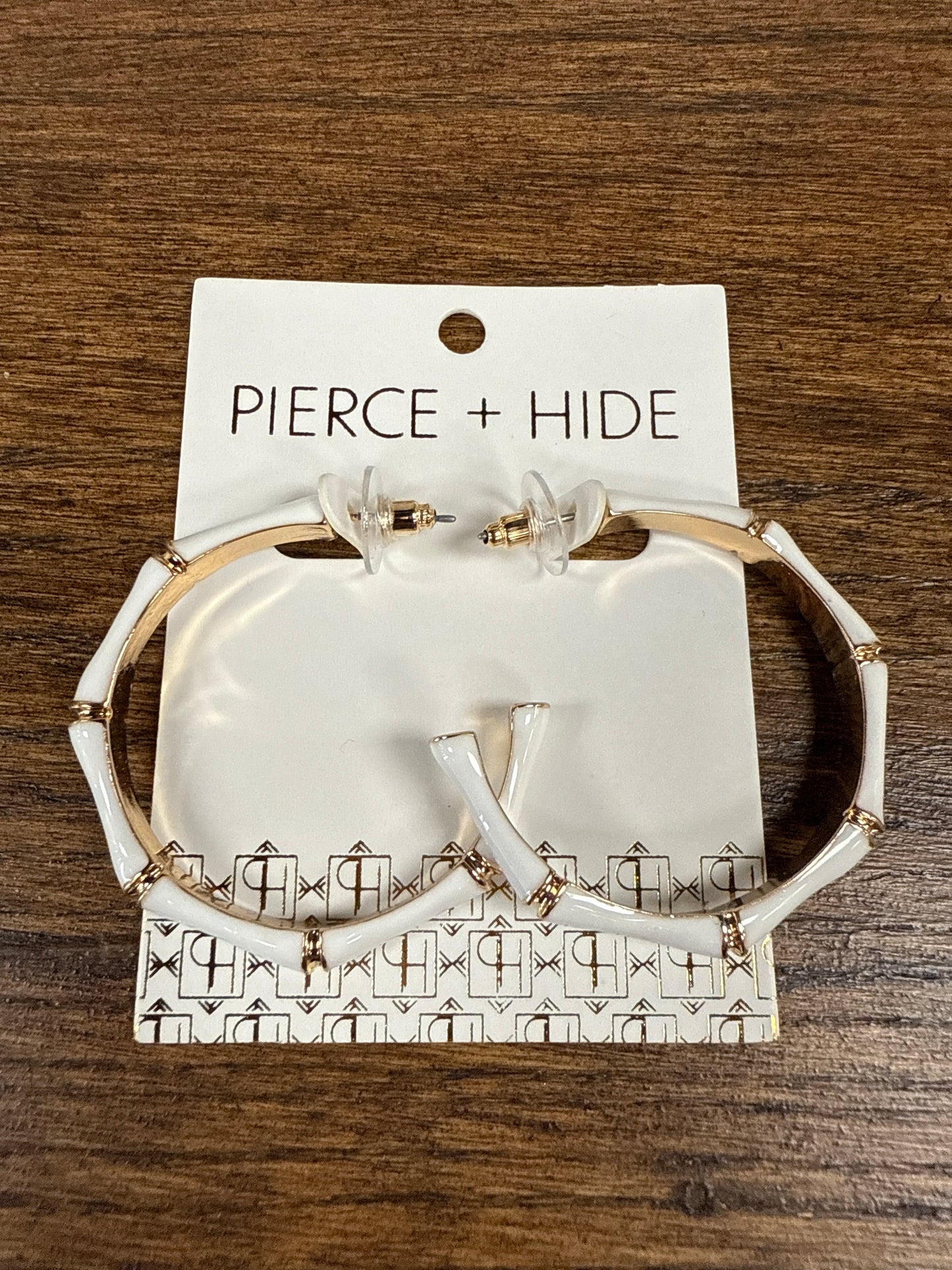 Custom White Bamboo Hoop Earrings