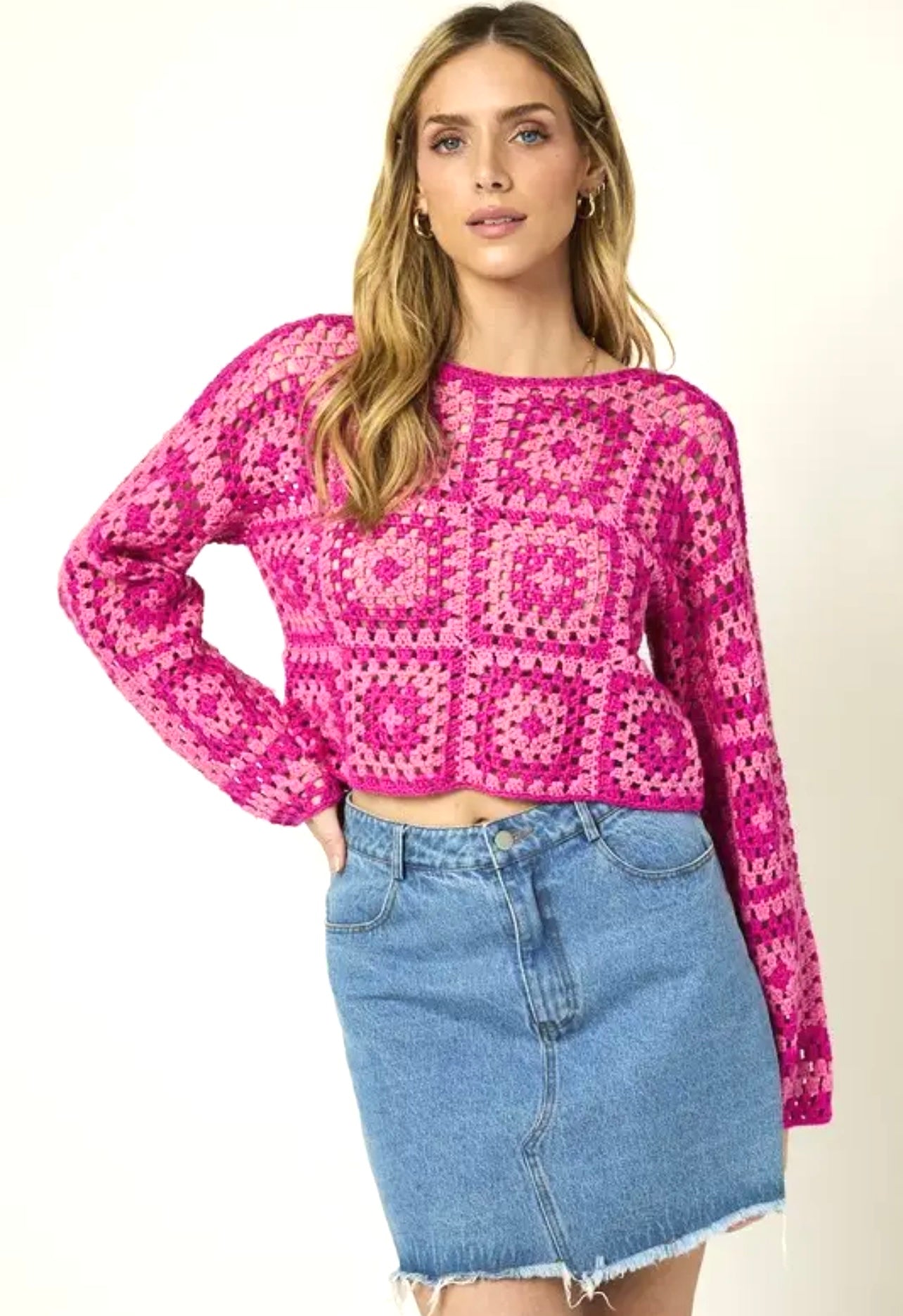 Long Sleeve Crochet Top