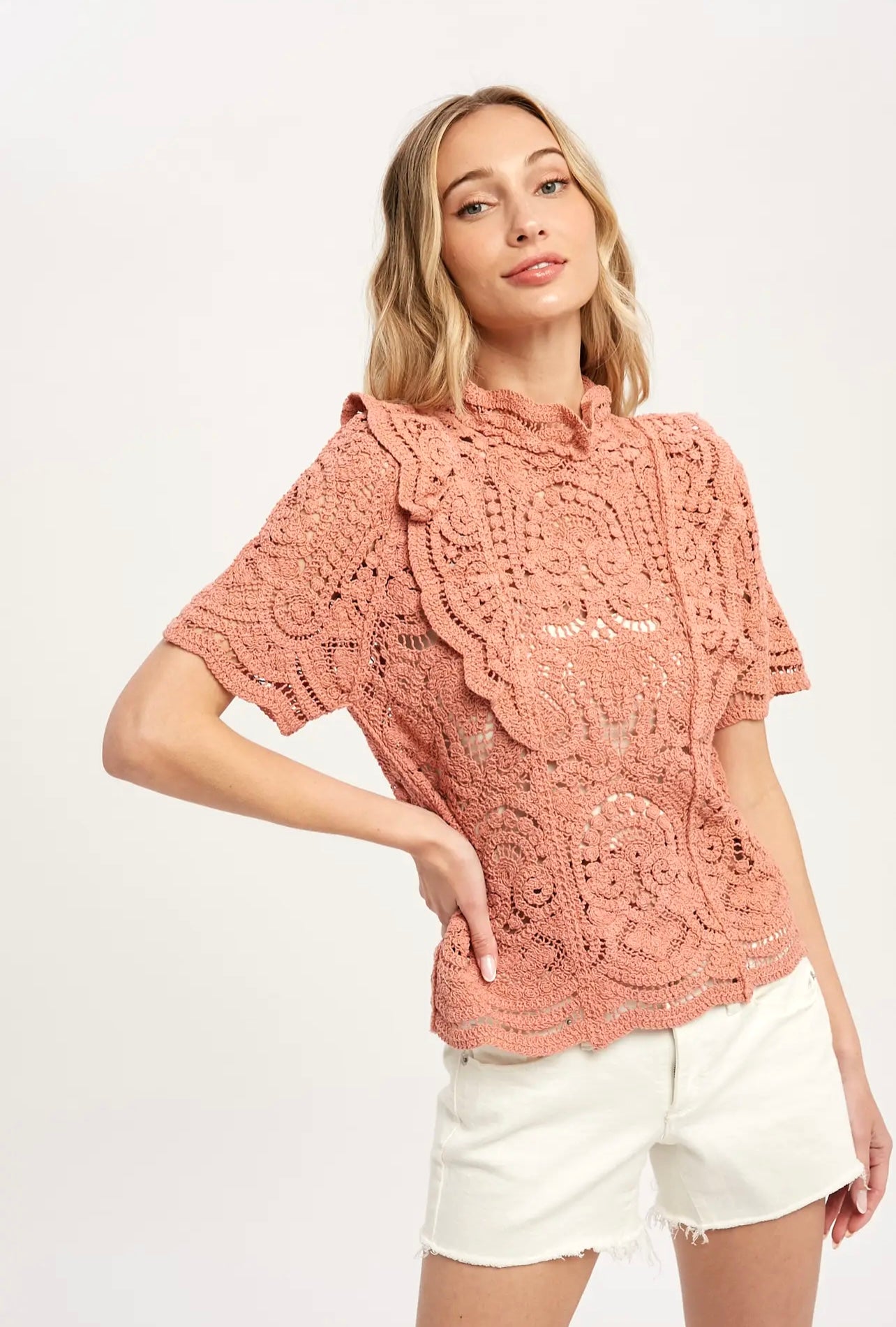 High Collar Crochet Top