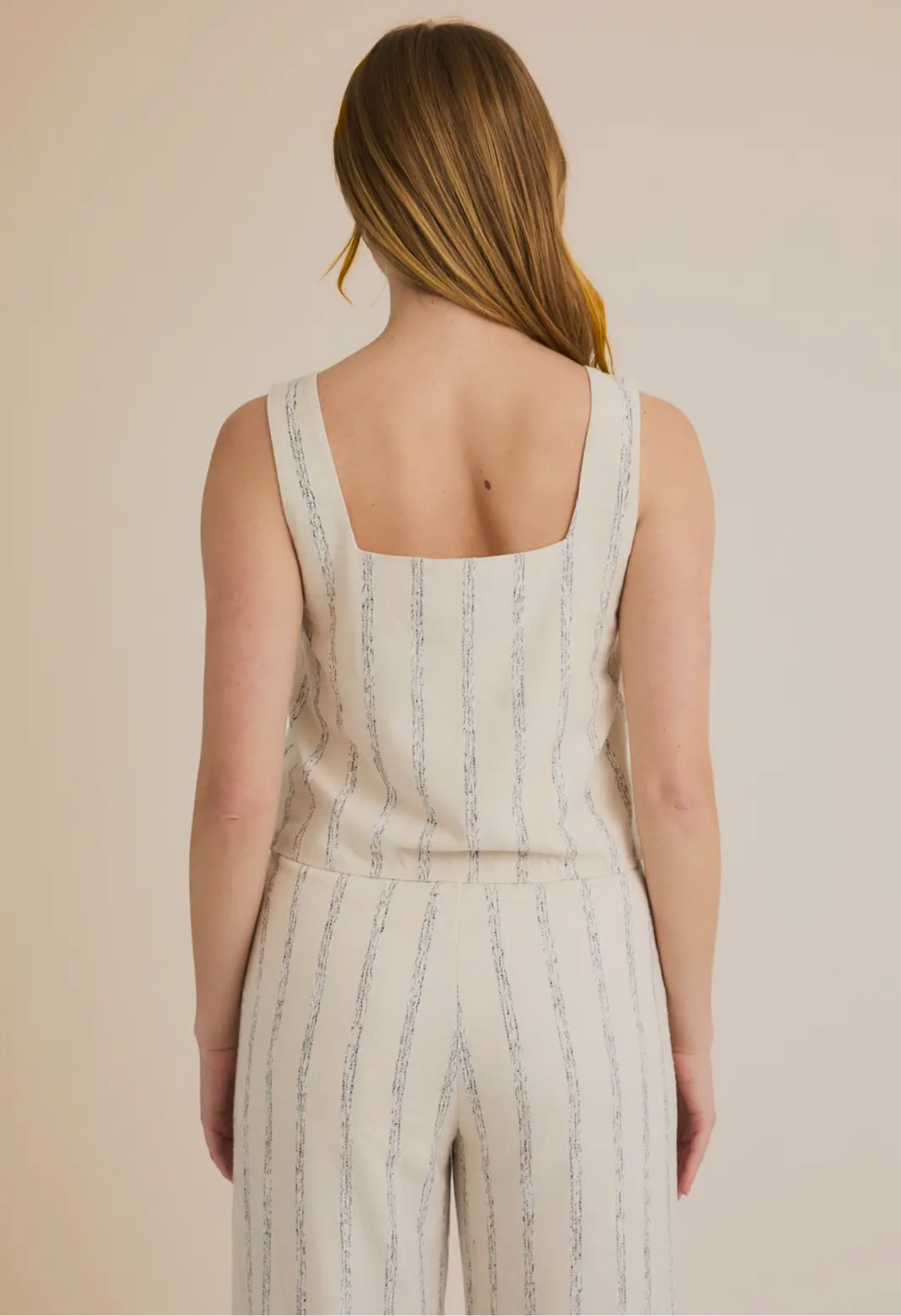Cream/Navy Striped Set