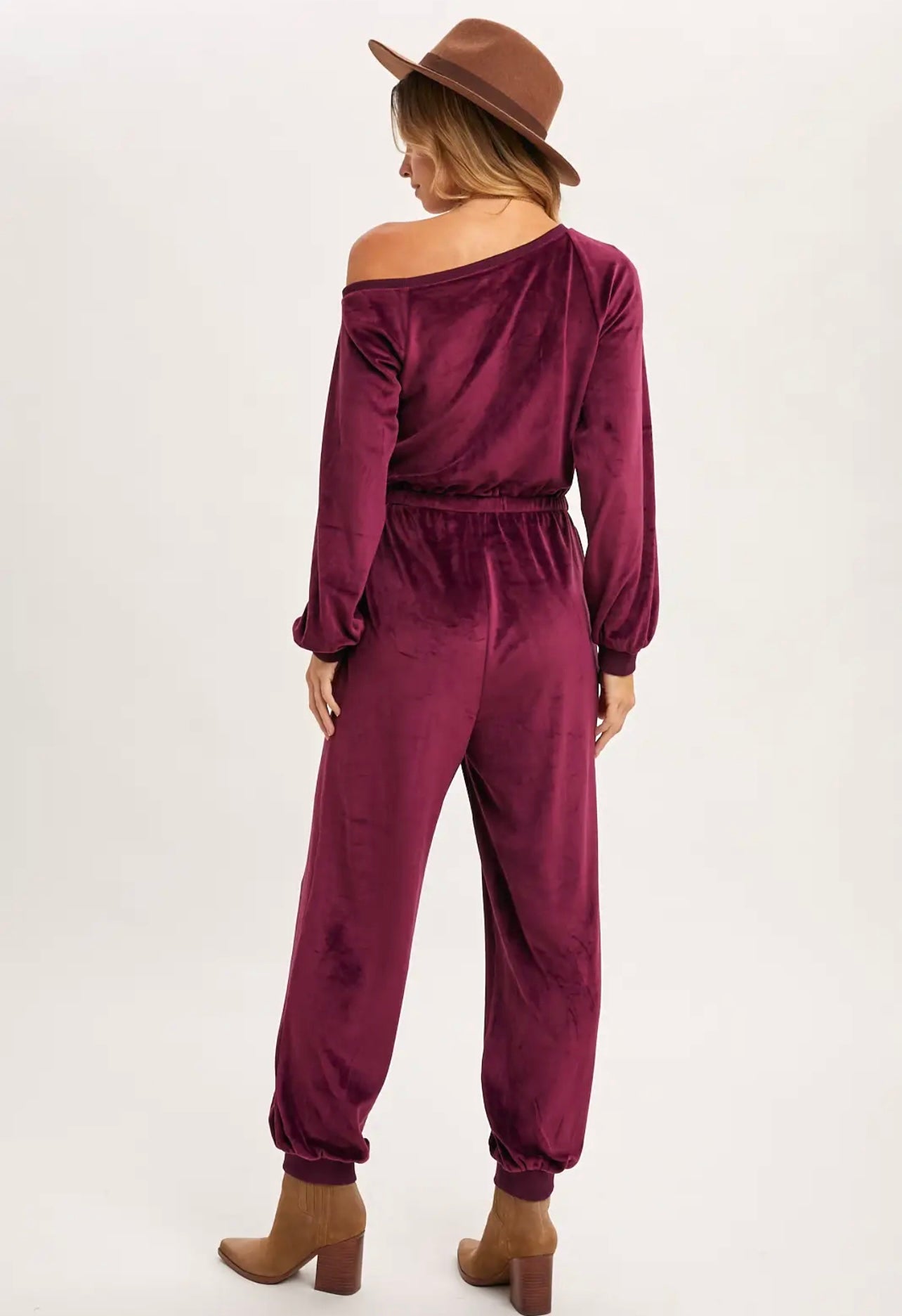 Velvet One Shoulder Jumpsuit