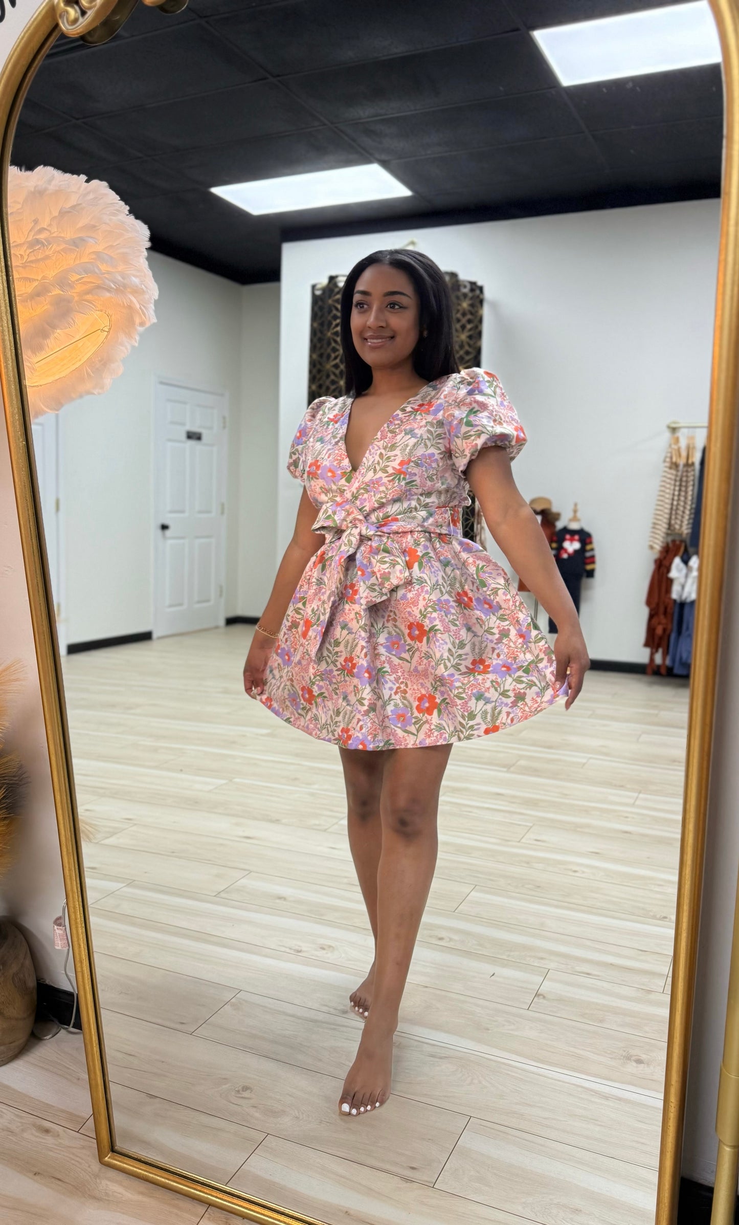 Whimsical Floral Flare Dress