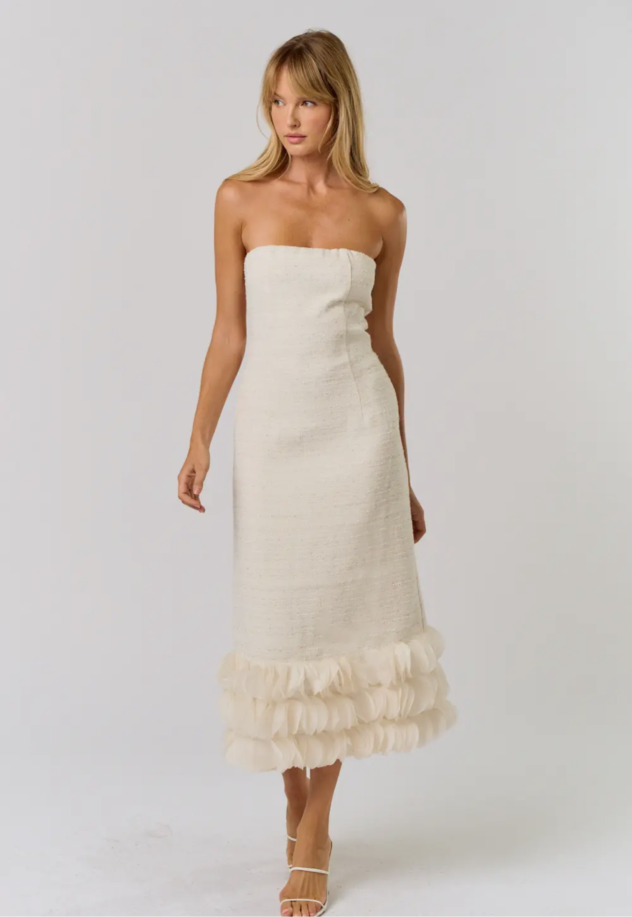 Tweed Strapless Maxi Dress