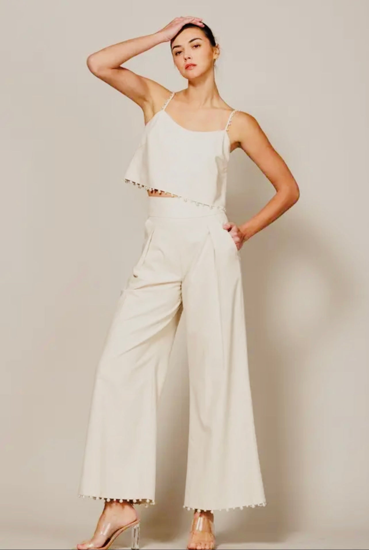 Pearl Trimmed Wide Pants