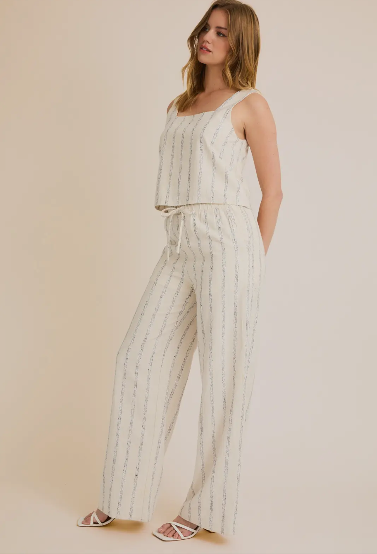 Cream/Navy Striped Set