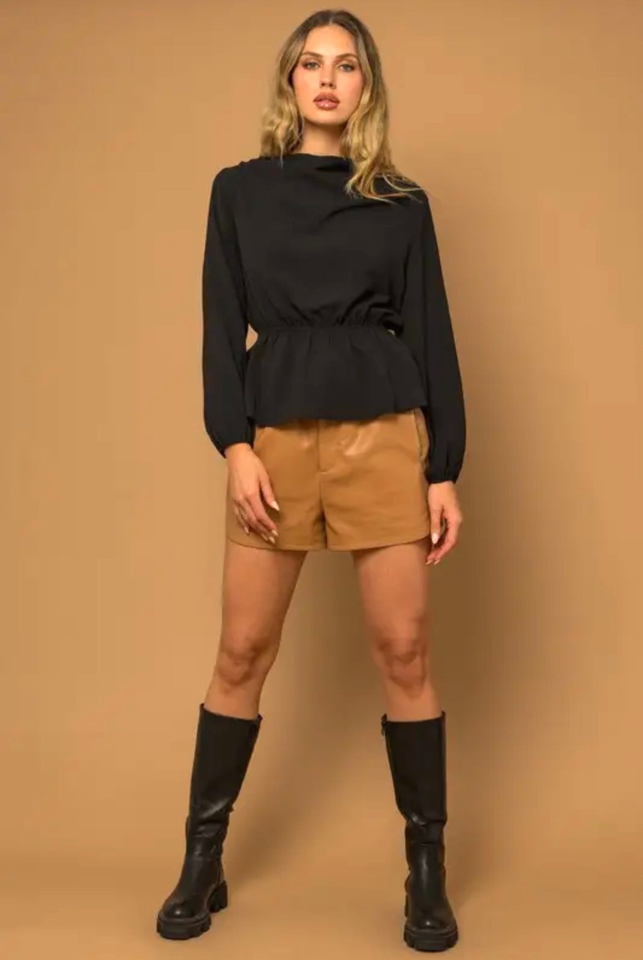 Black Cowl Neck Top
