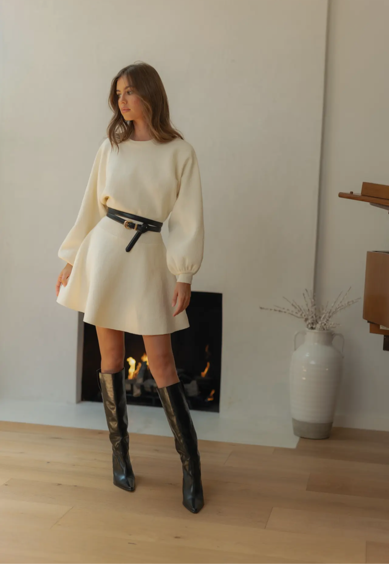 Balloon Sleeve Sweater Dress