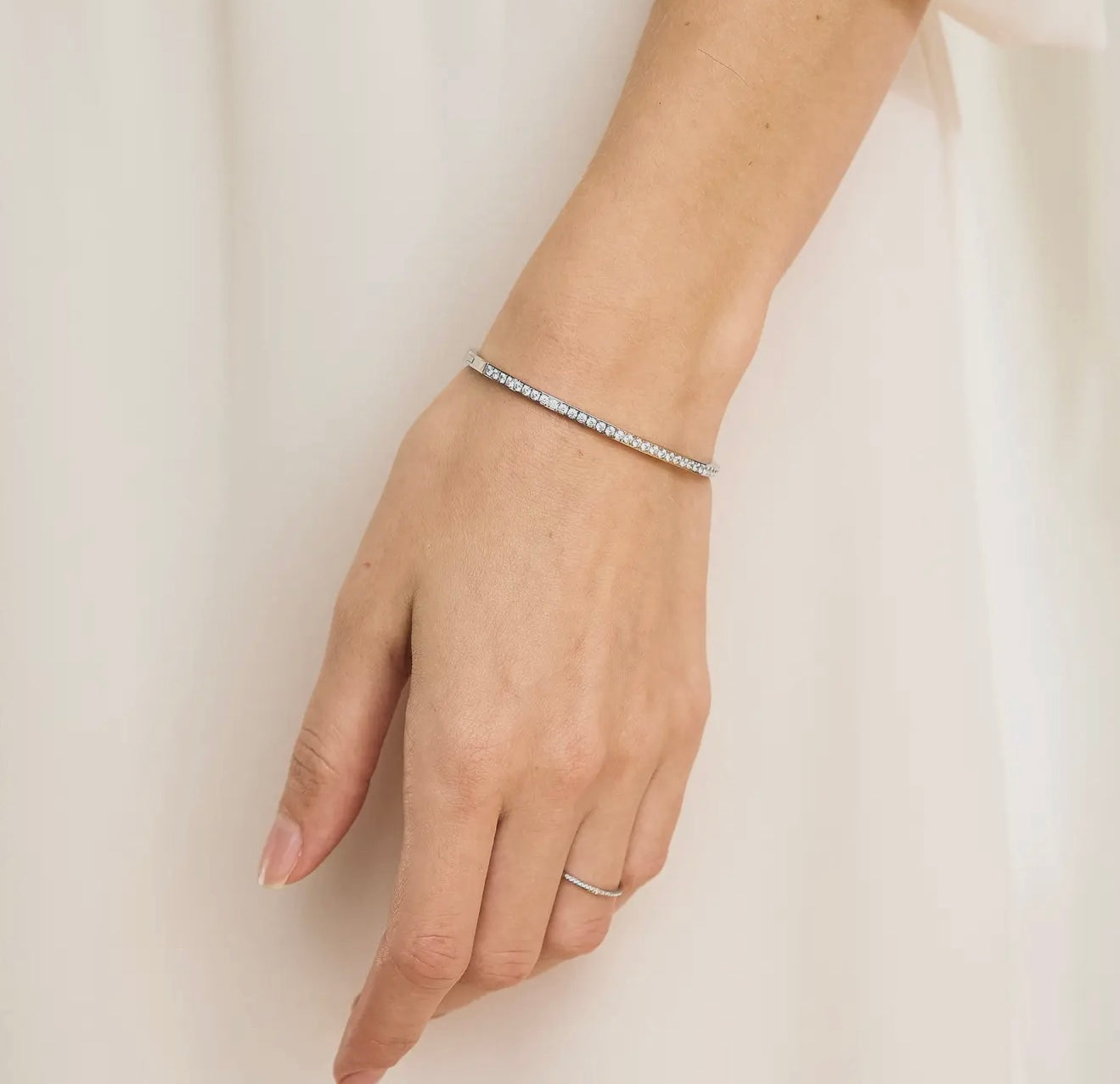 Diamond Bangle Silver