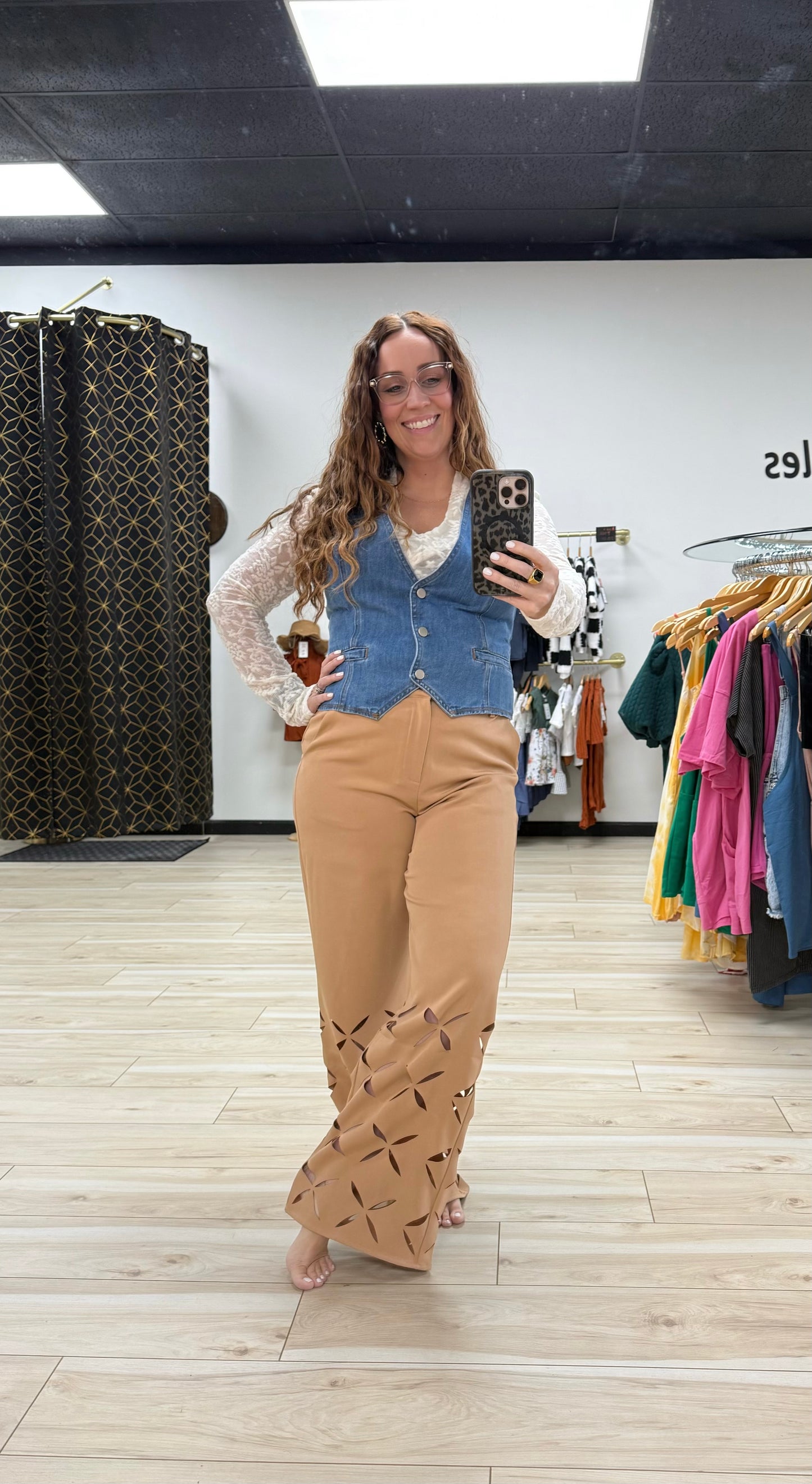 Beige Eyelit Dresspant