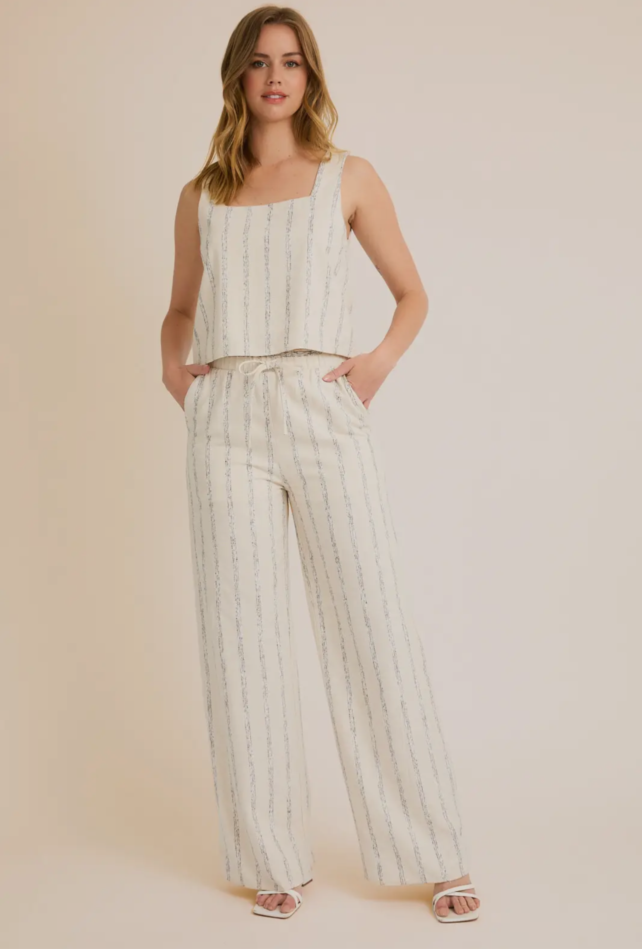 Cream/Navy Striped Set