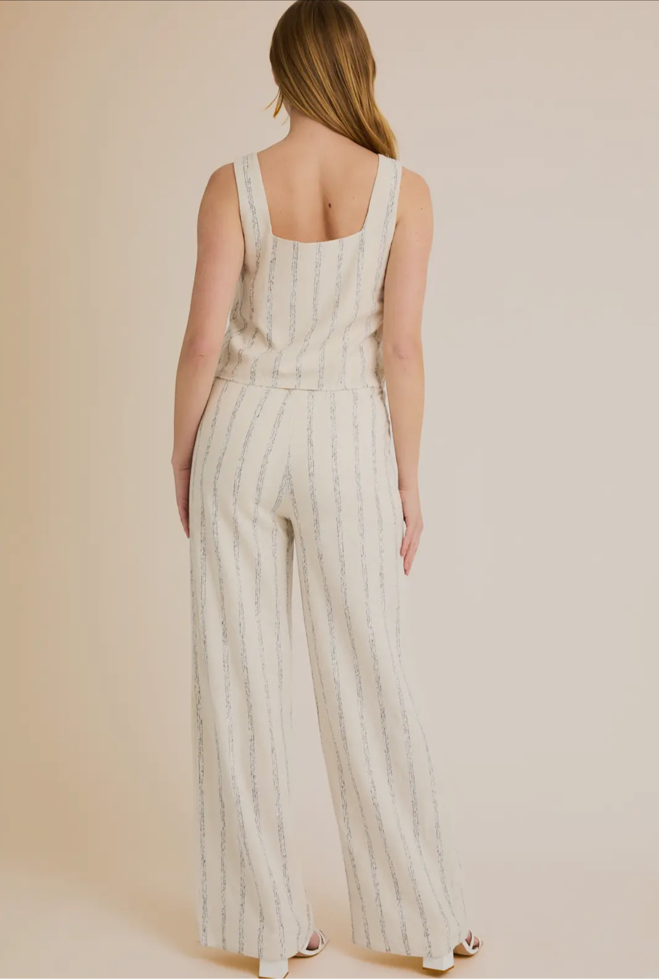 Cream/Navy Striped Set
