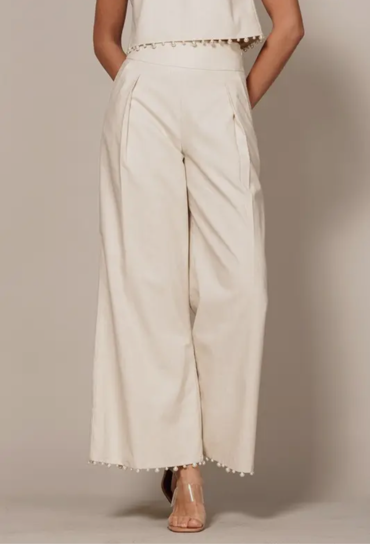 Pearl Trimmed Wide Pants