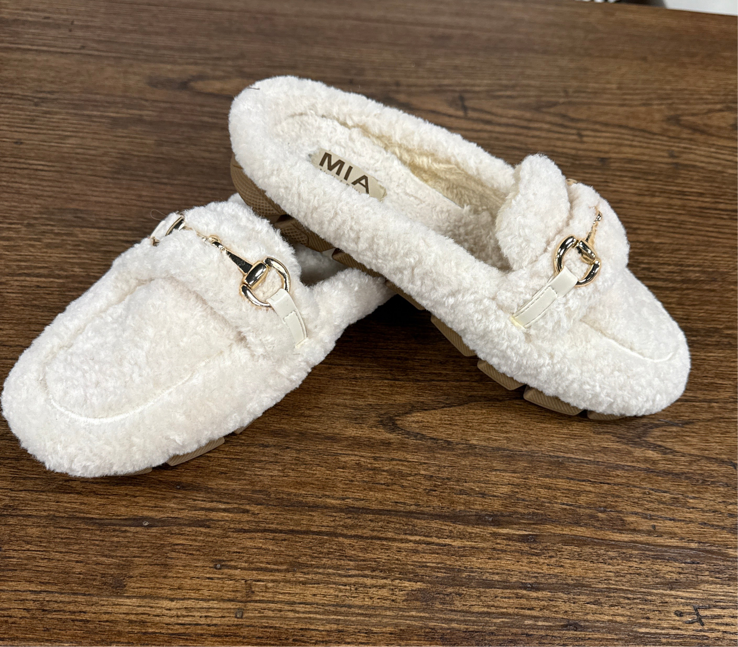Cocoa Fuzzy Backless Slip On’s