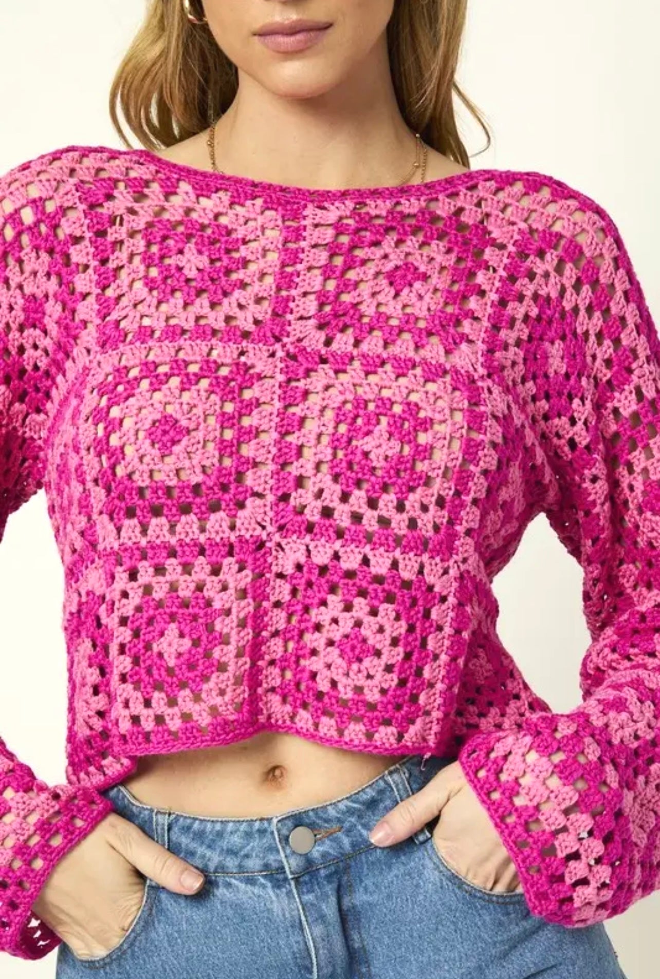 Long Sleeve Crochet Top