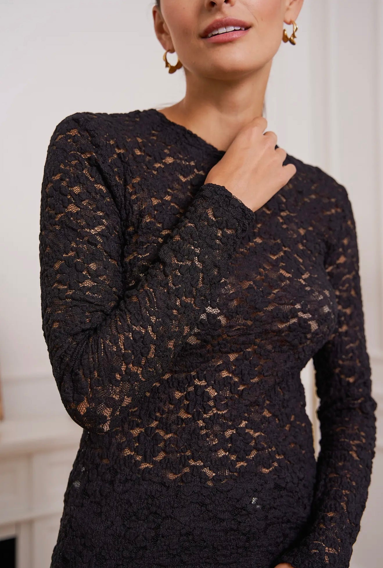 Black Transparent Lace T-shirt