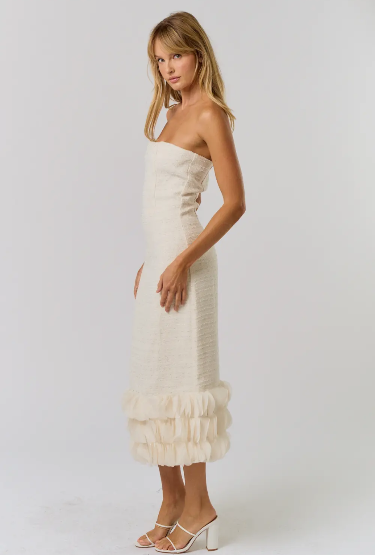 Tweed Strapless Maxi Dress