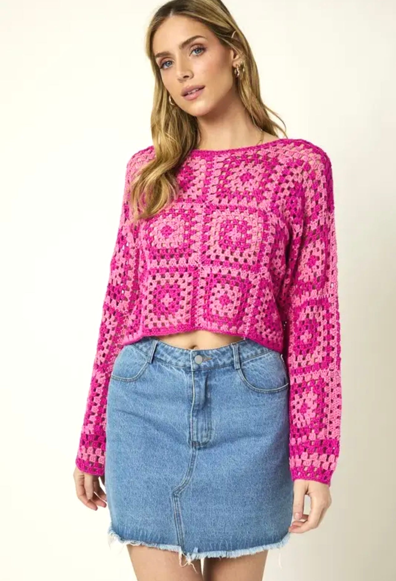 Long Sleeve Crochet Top