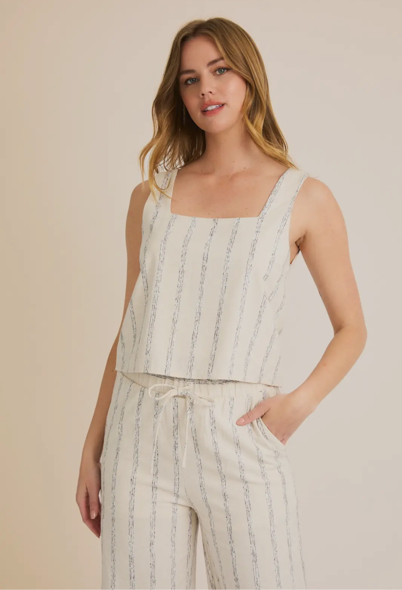 Cream/Navy Striped Set