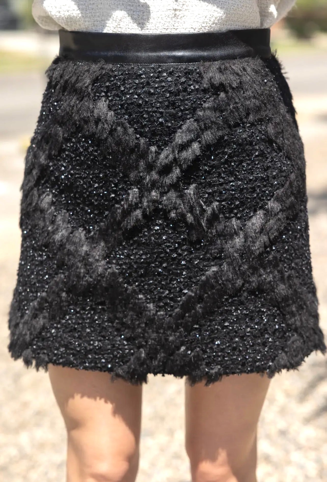 Black Fuzzy Mini Skirt