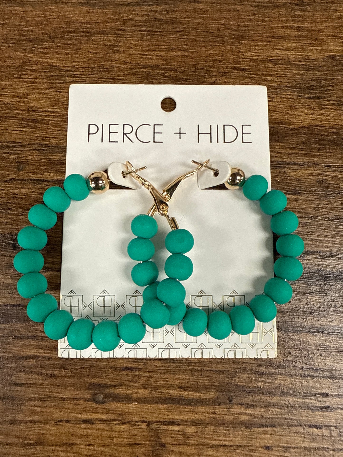 Green Small Clay Ball Hoop Earrings