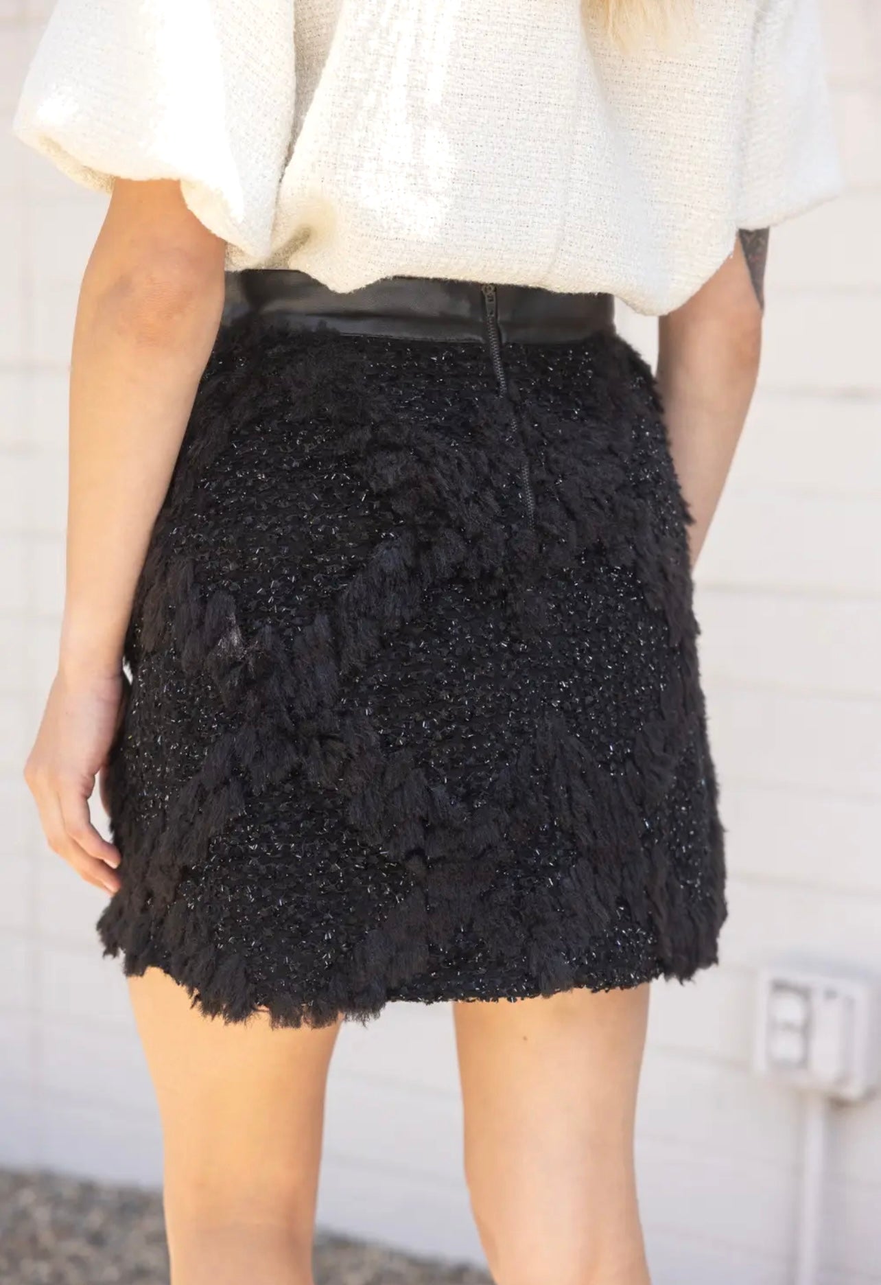 Black Fuzzy Mini Skirt