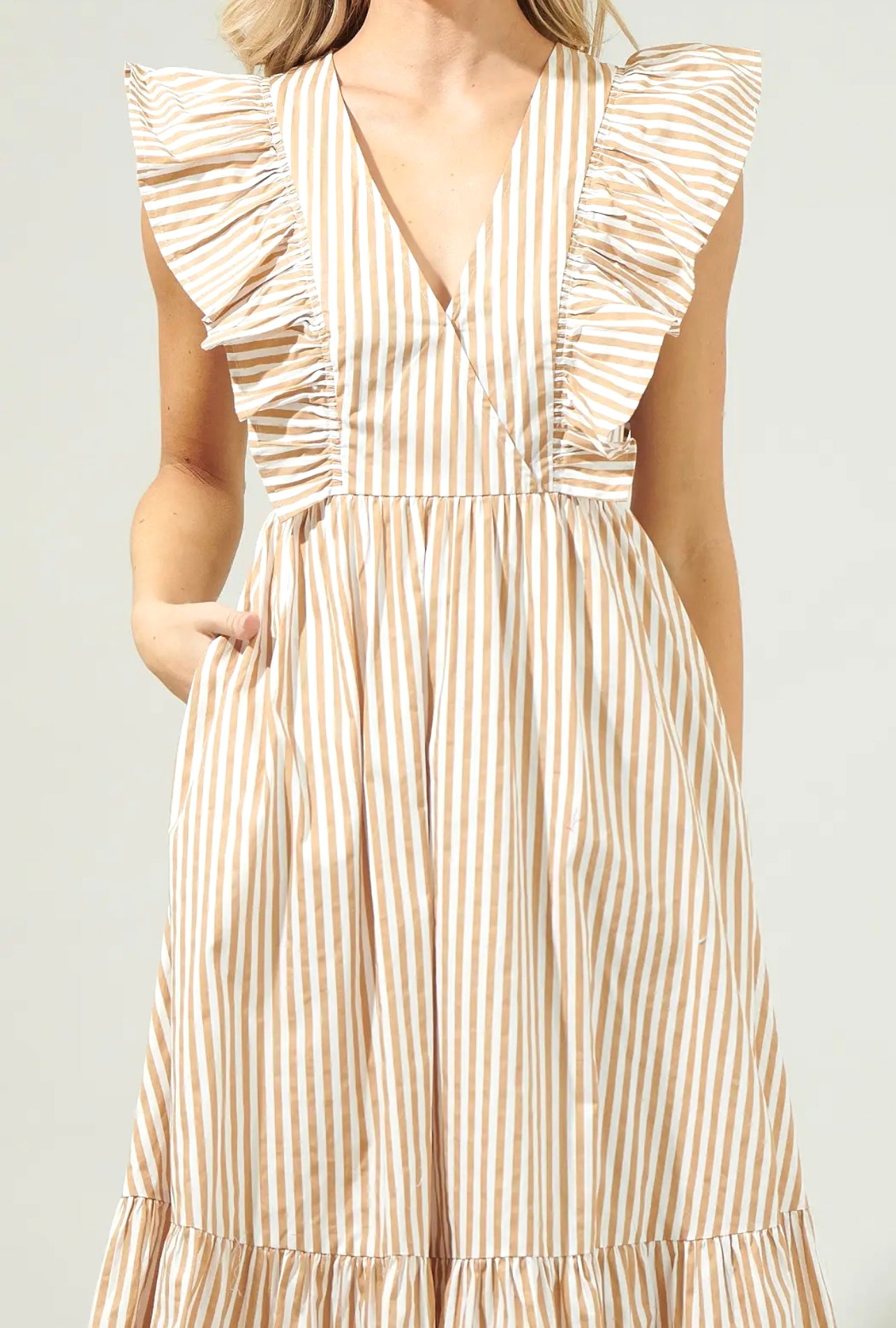Luna Striped Taupe Dress