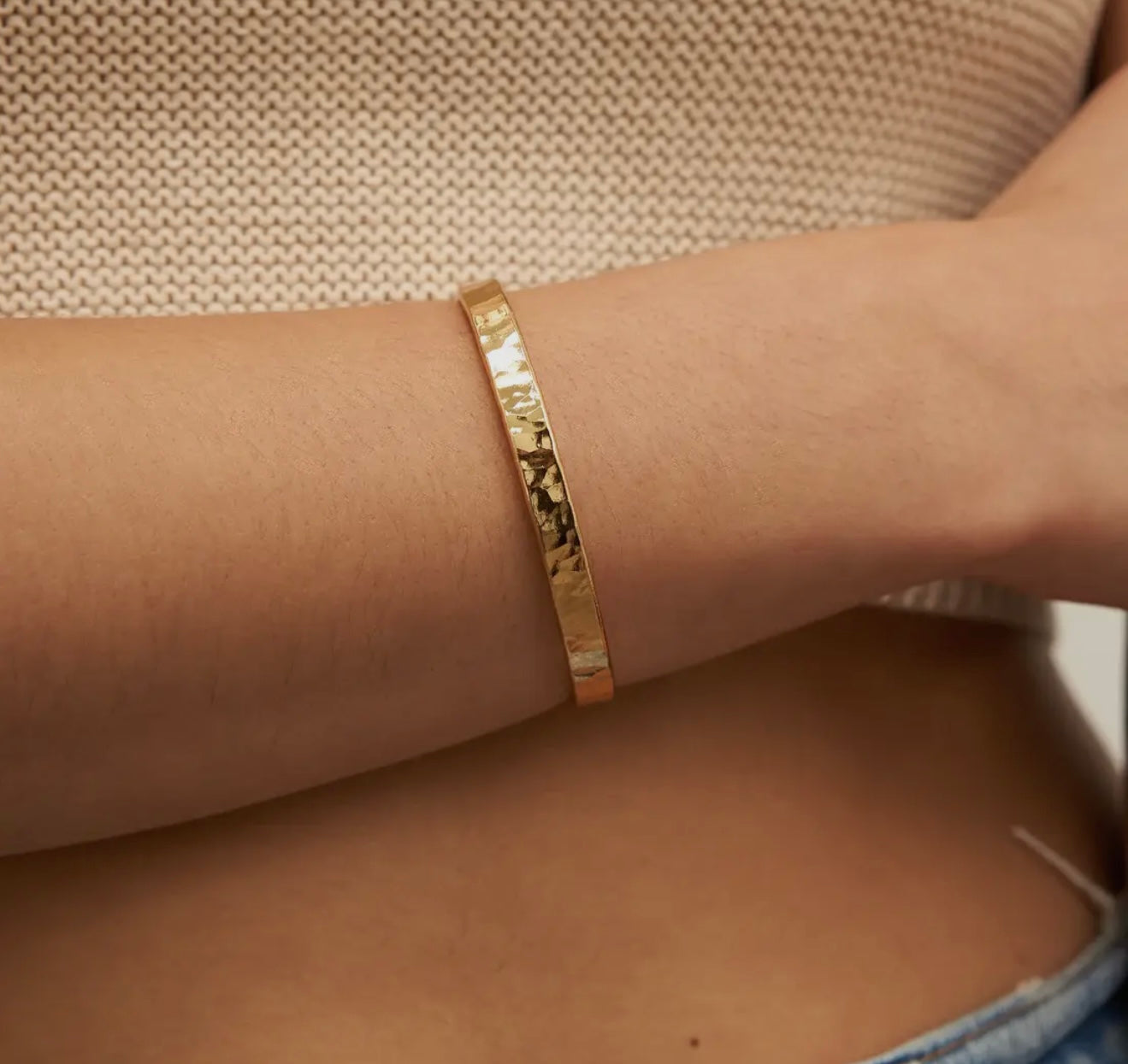Hammered Gold Bangle