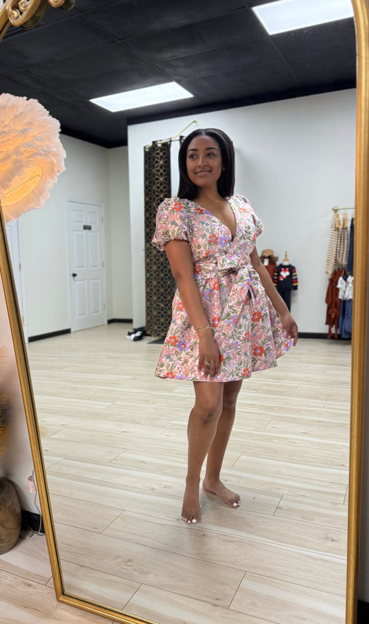 Whimsical Floral Flare Dress