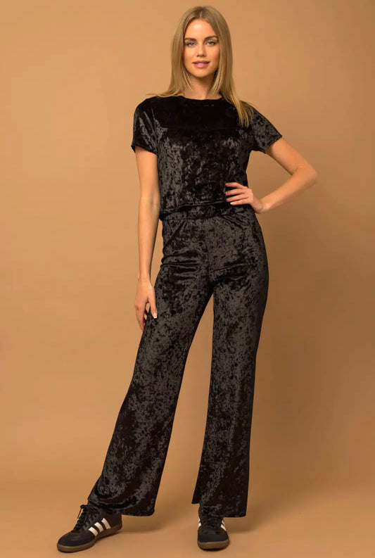 Black Velvet Pants Set