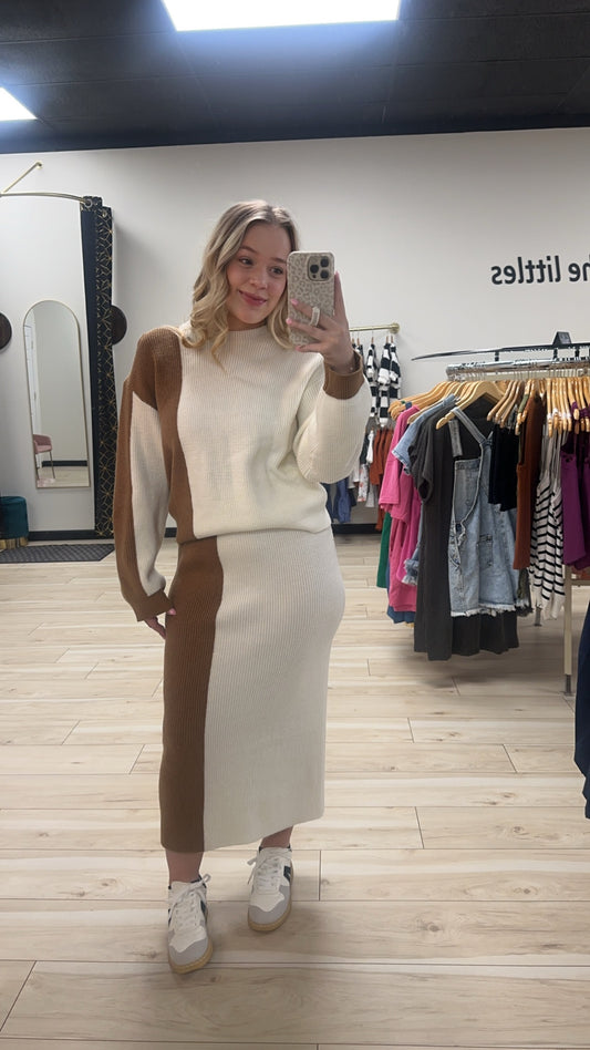 Color Block Sweater Set