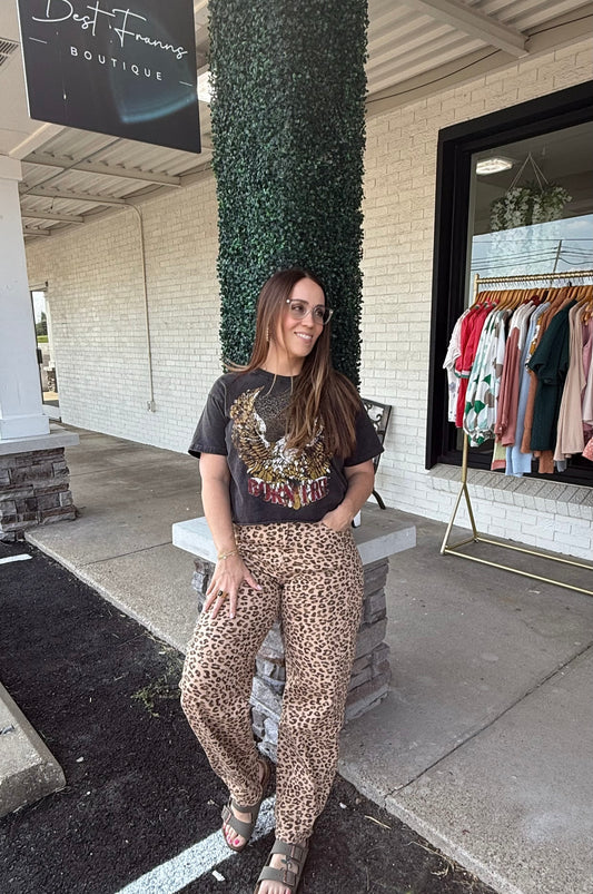 Risen Leopard Print Jeans