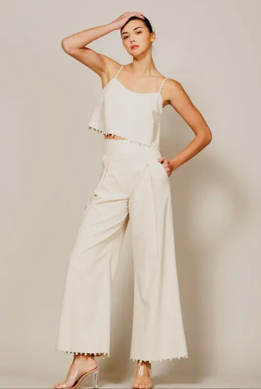 Pearl Trimmed Wide Pants