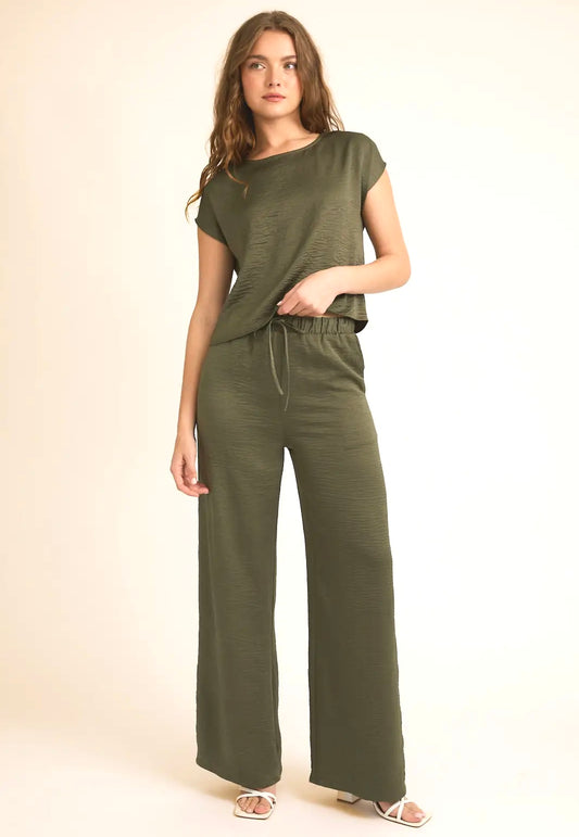 Olive Satin Matching Set