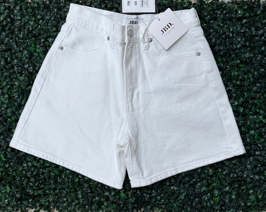 JBD White Denim Clean Hem Shorts